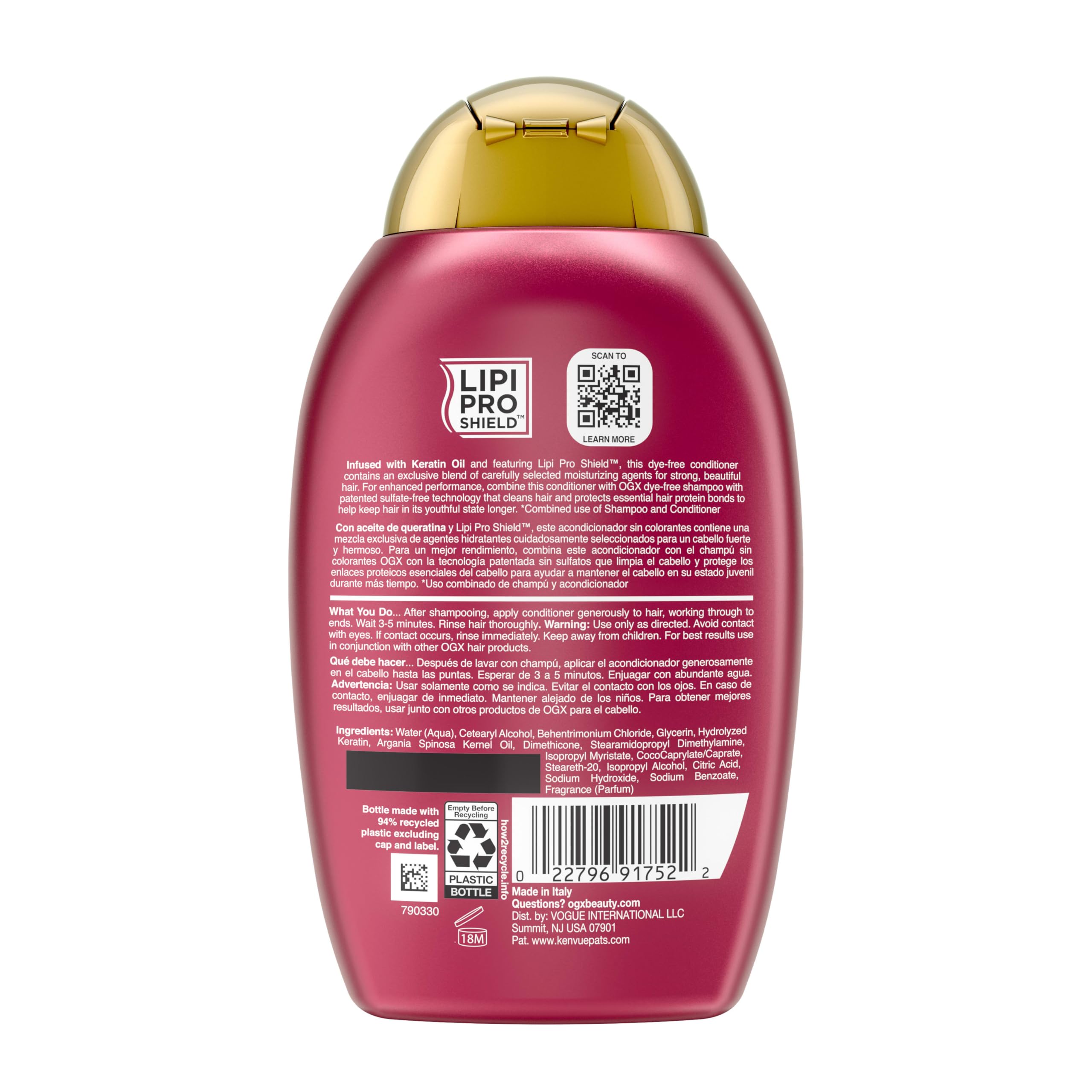 OGX Duo shampoing et conditionneur: keratine huile pour routine fortifiante.