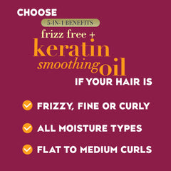 OGX Frizz-Free Keratin Shampoo lather demonstrating sleek, manageable hair