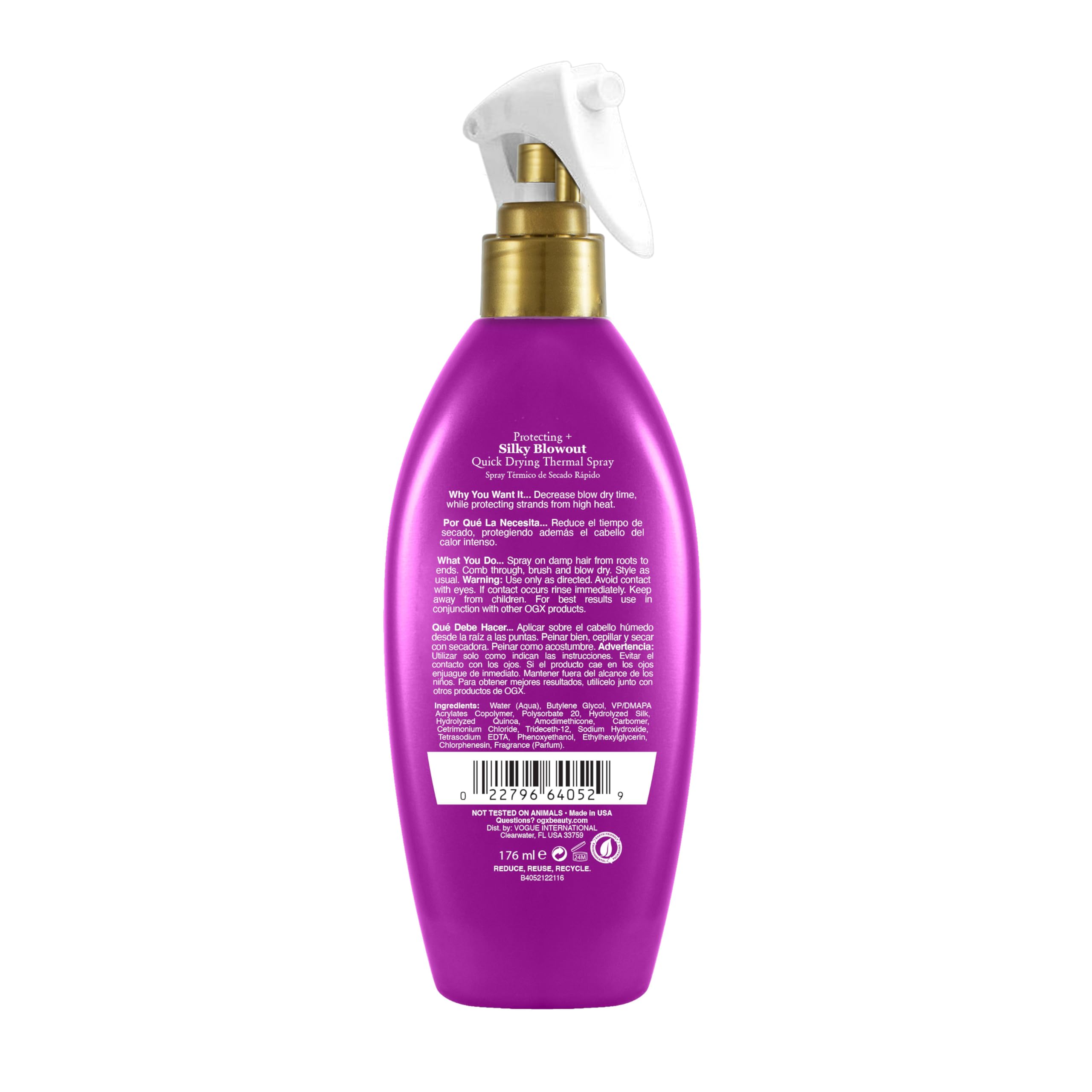 OGX Protecting + Silk Blowout cheveux-après, cheveux lisses et brillants après utilisation