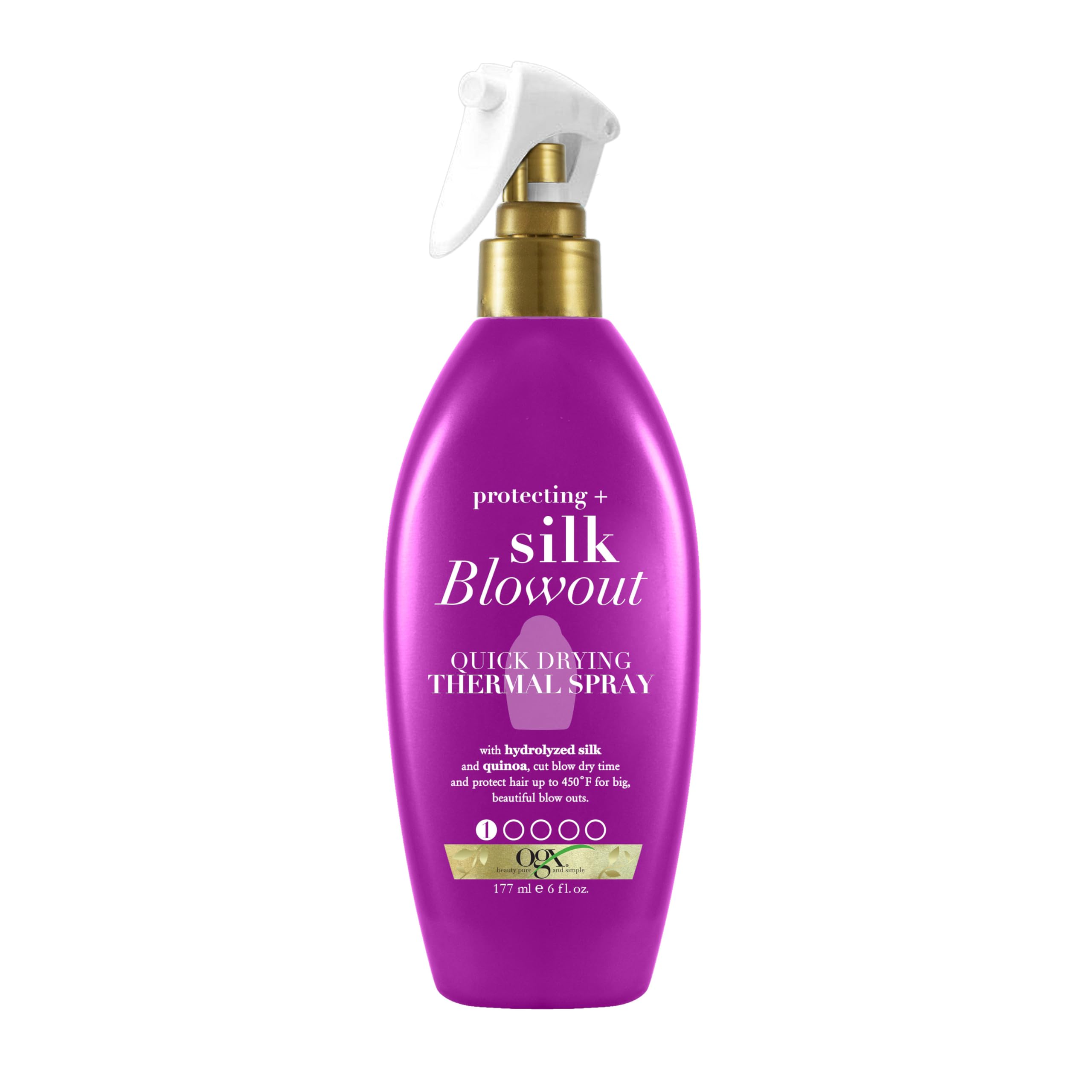 OGX Protecting + Silk Blowout flacon-avant, protection thermique prête pour le coiffage