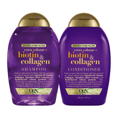 OGX Shampoing Biotine et Collagène: bouteille prête pour plus de volume.