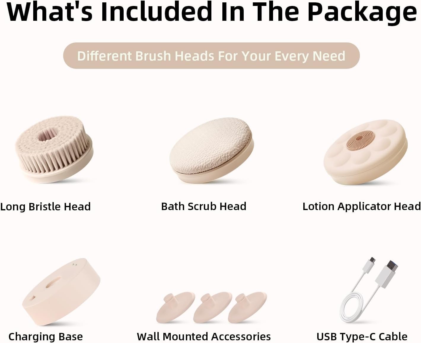 Oh,XIYU brosse-corps-électrique batterie longue durée et recharge USB-C