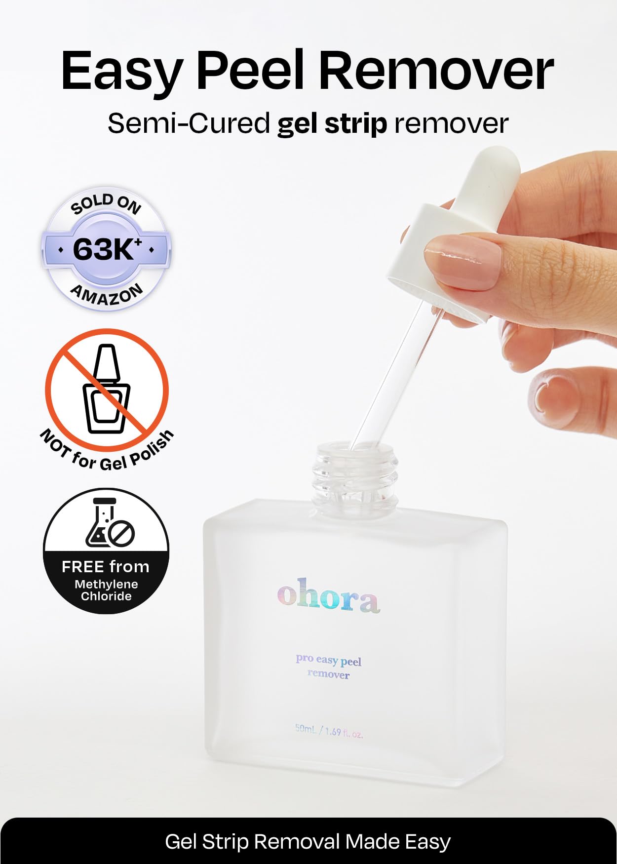 Ohhora Care Easy Peel Remover – application précise sans dégâts sur les ongles.