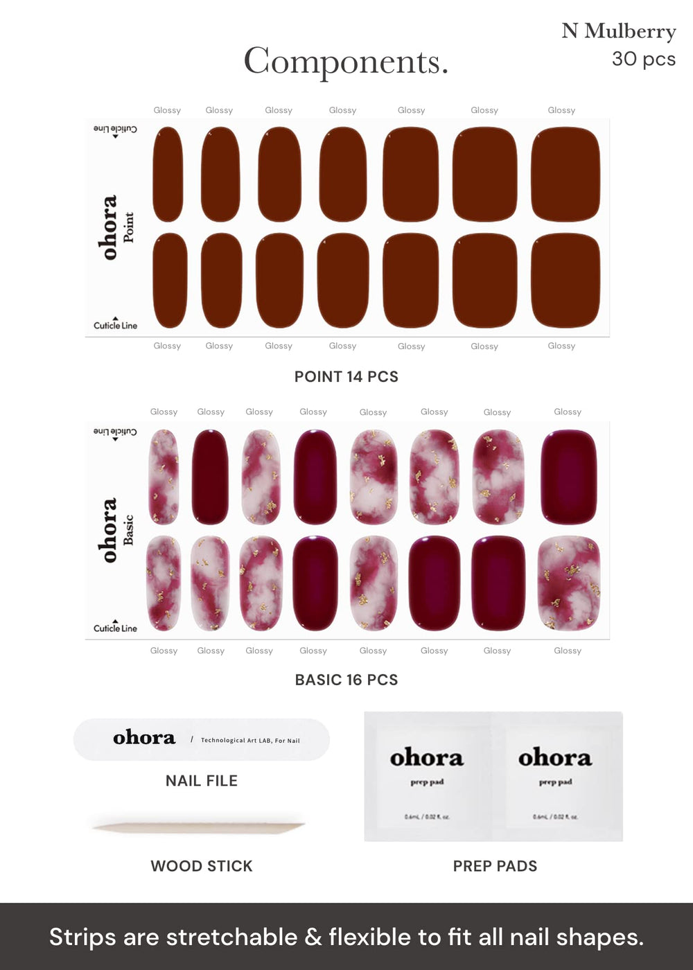 ohora bandes gel semi-cuites N Mulberry finition brillante et effet salon