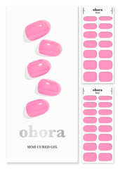 Ohora bandes gel semi-cure rose teinte sur ongles, tenue longue durée possible.