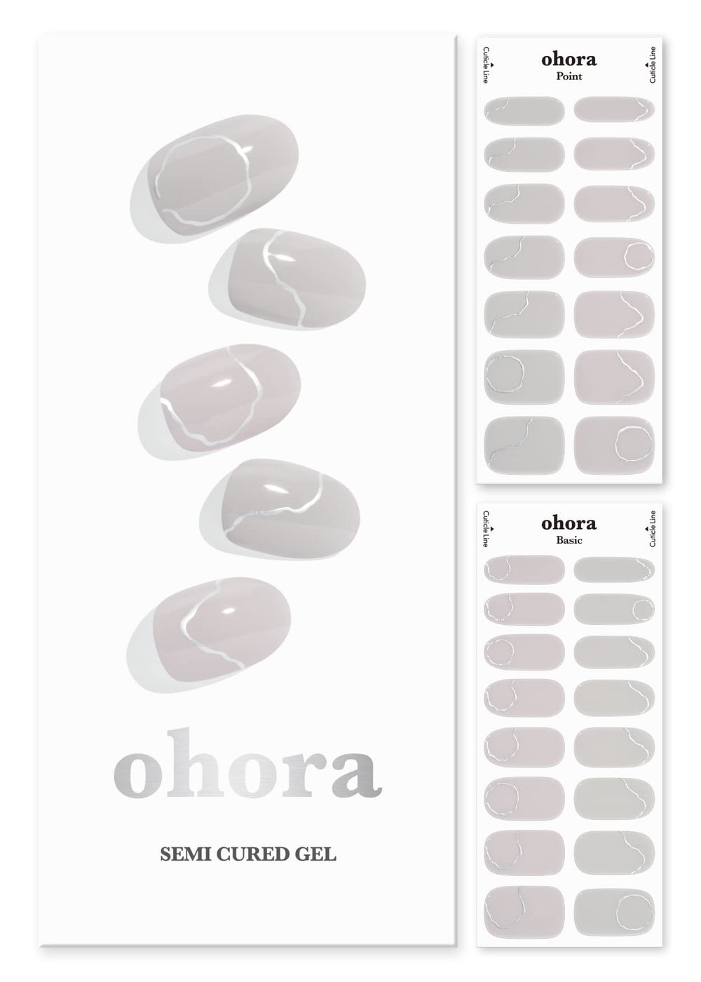 Bandes gel semi-cure Ohora Silky Way nude prêtes à l'application.