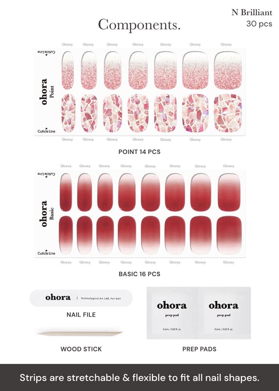 ohora bandes-ongles gel semi-cure rouge motif marbre évoque sophistication discrète.