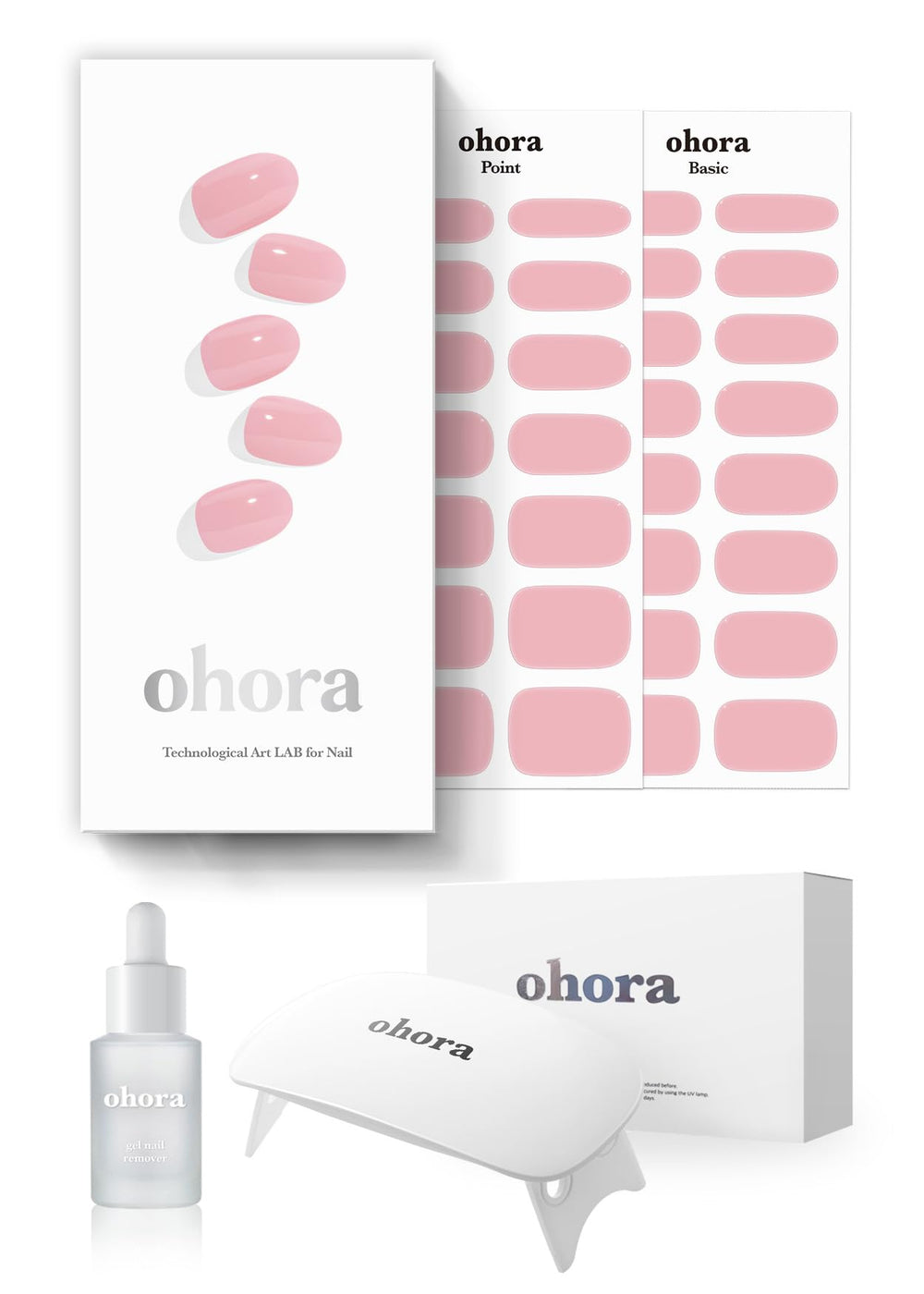 Ohora bandes onglets gel semi-cures crème rose avec lampe pour pose rapide à domicile