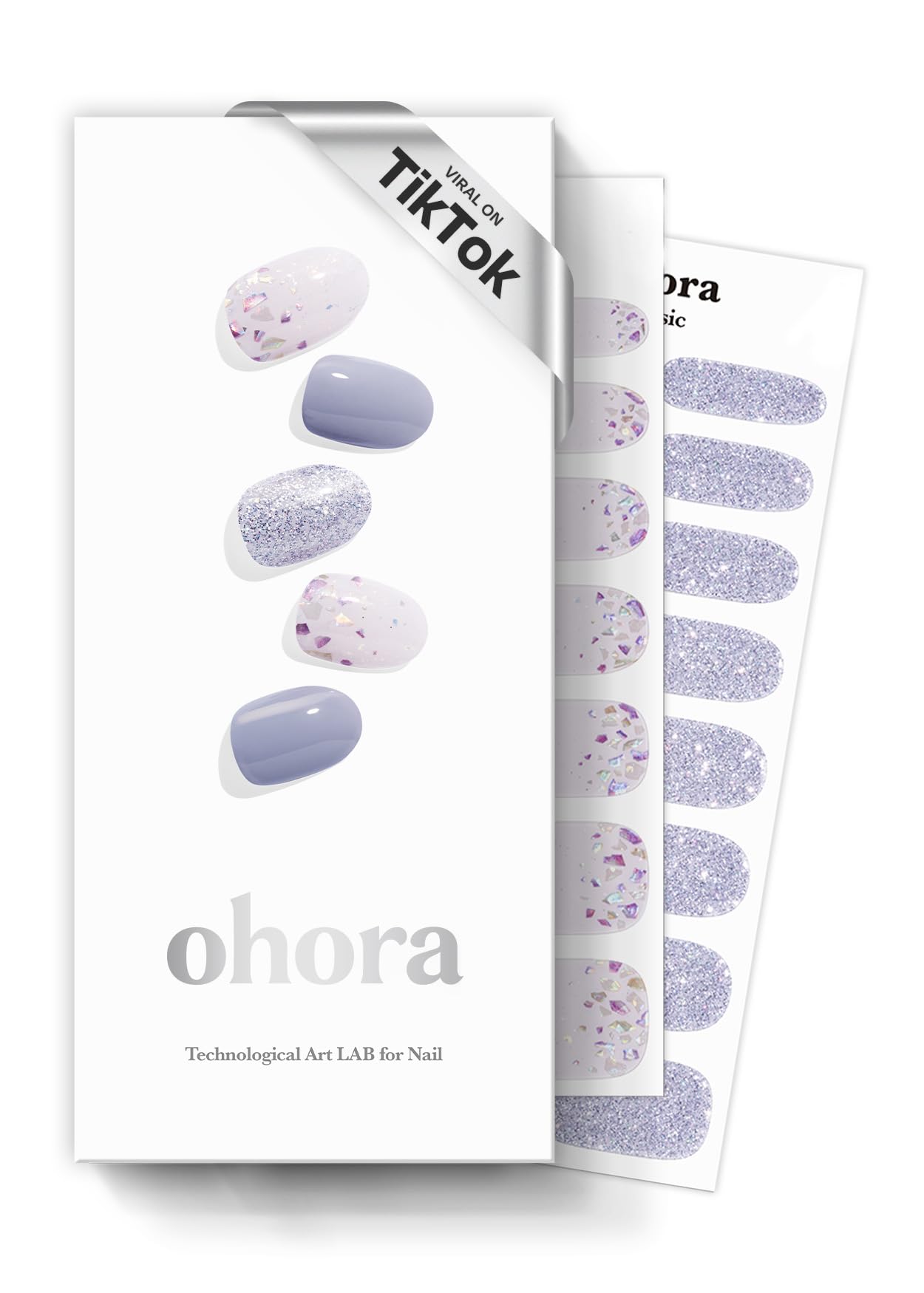 Ohora N Afterglow coffret, aperçu du coffret pour des ongles bleus scintillants