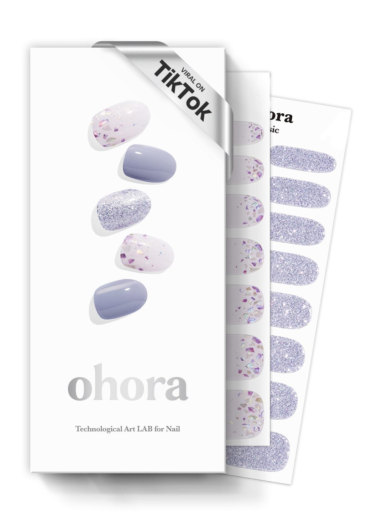 Ohora N Afterglow coffret, aperçu du coffret pour des ongles bleus scintillants