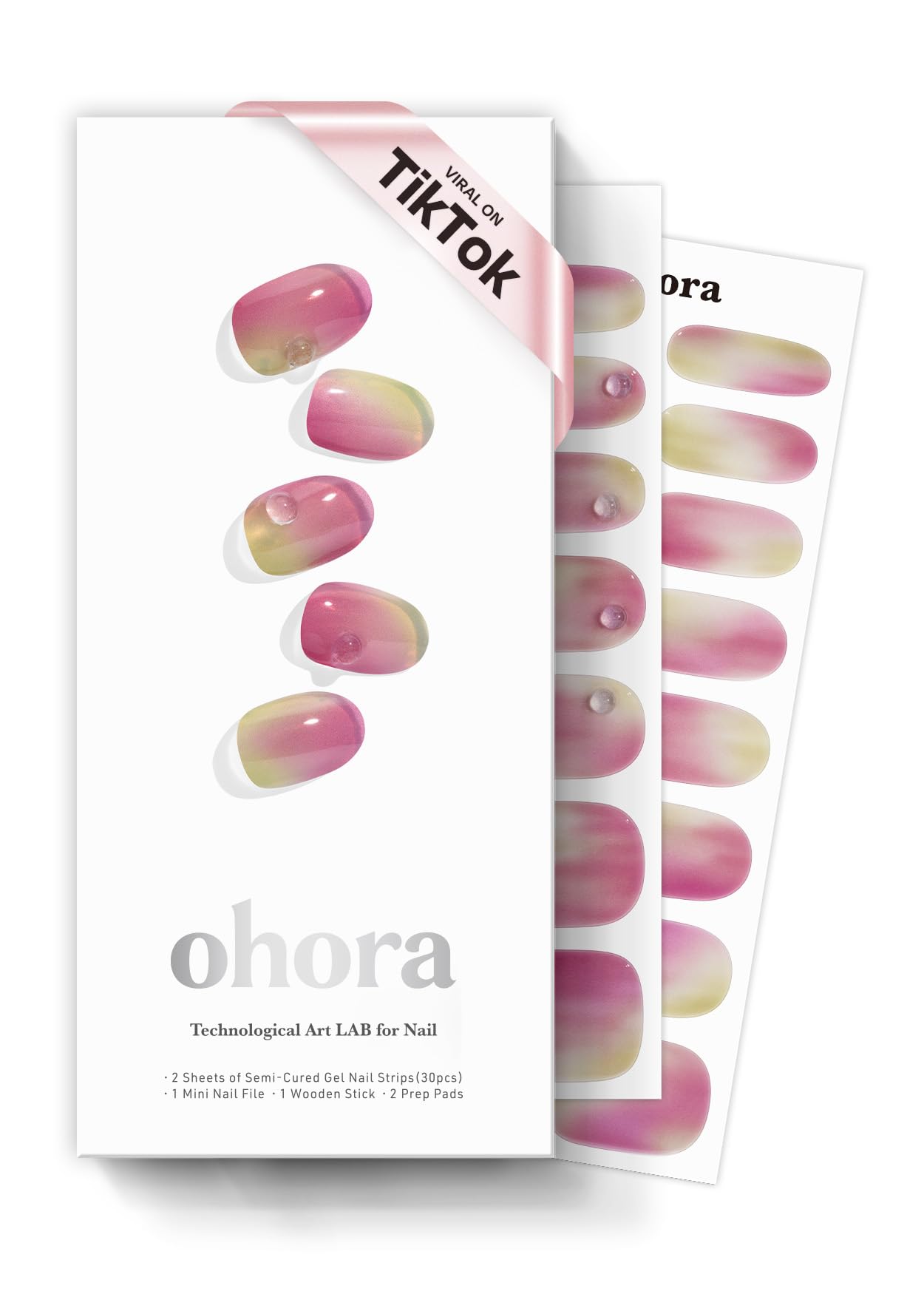 Ohora bandes gel semi-cure N Juicy Grape – ensemble prêt à poser, résultat salon à domicile