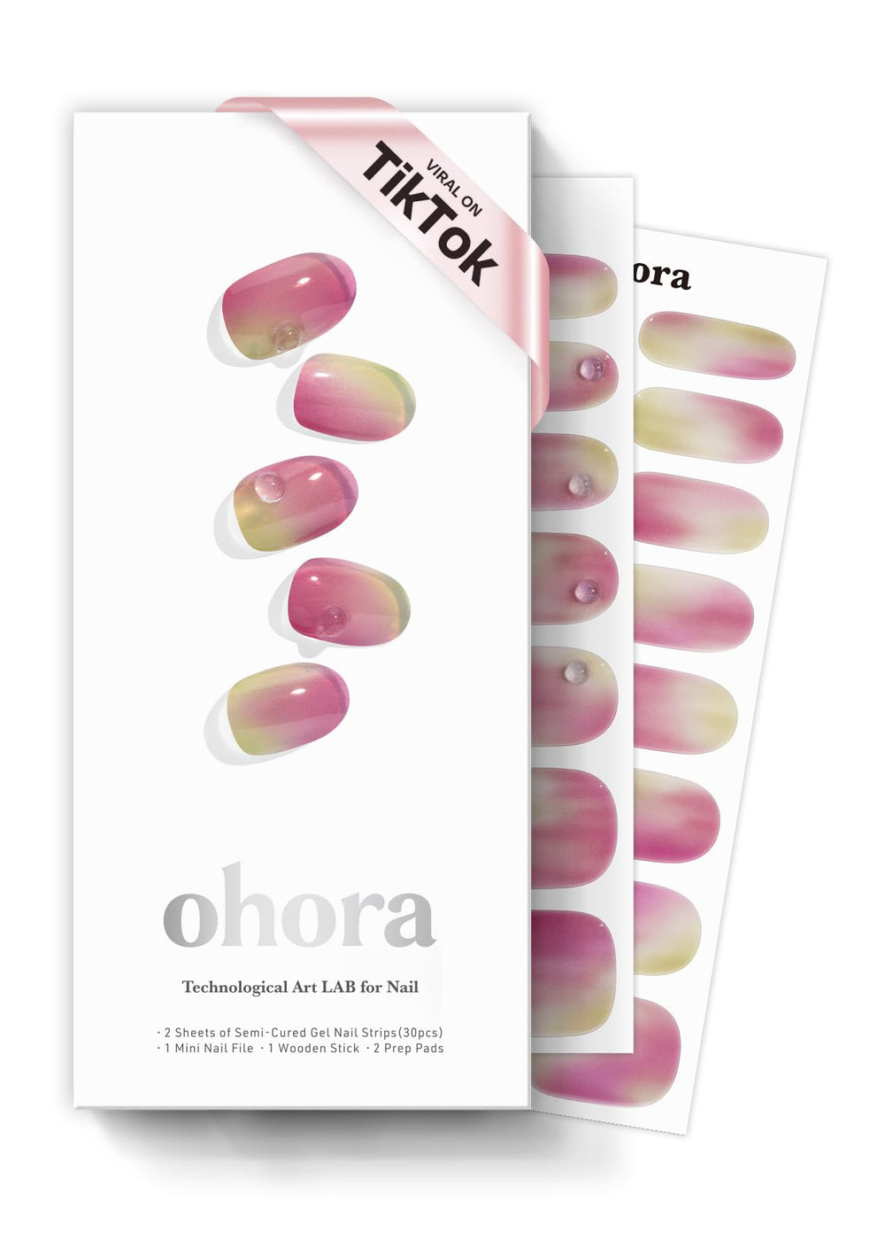 Ohora bandes gel semi-cure N Juicy Grape – ensemble prêt à poser, résultat salon à domicile
