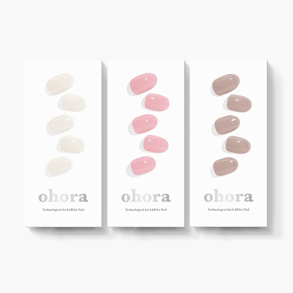 Ohora Ensemble Trio Quotidien – boîte d’ongles crème coton pour une manucure rapide à domicile.