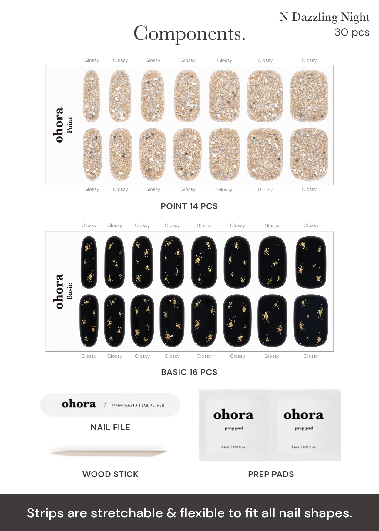 Ohora Nuit Éblouissante: compatible avec tous les types d'ongles.