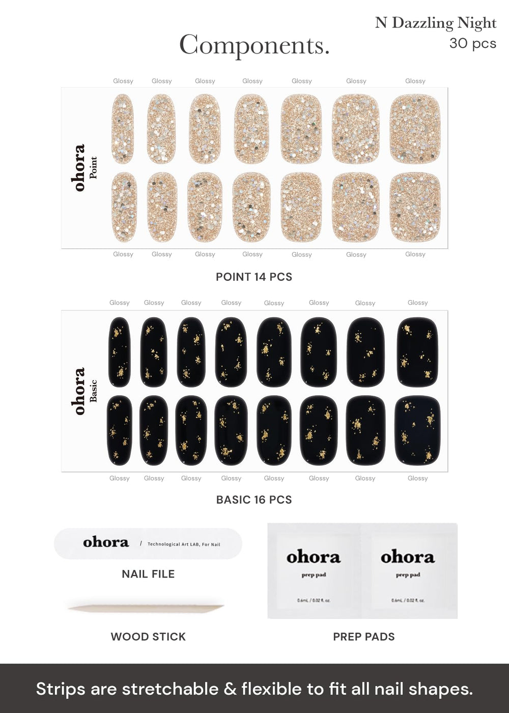 Ohora Nuit Éblouissante: compatible avec tous les types d'ongles.