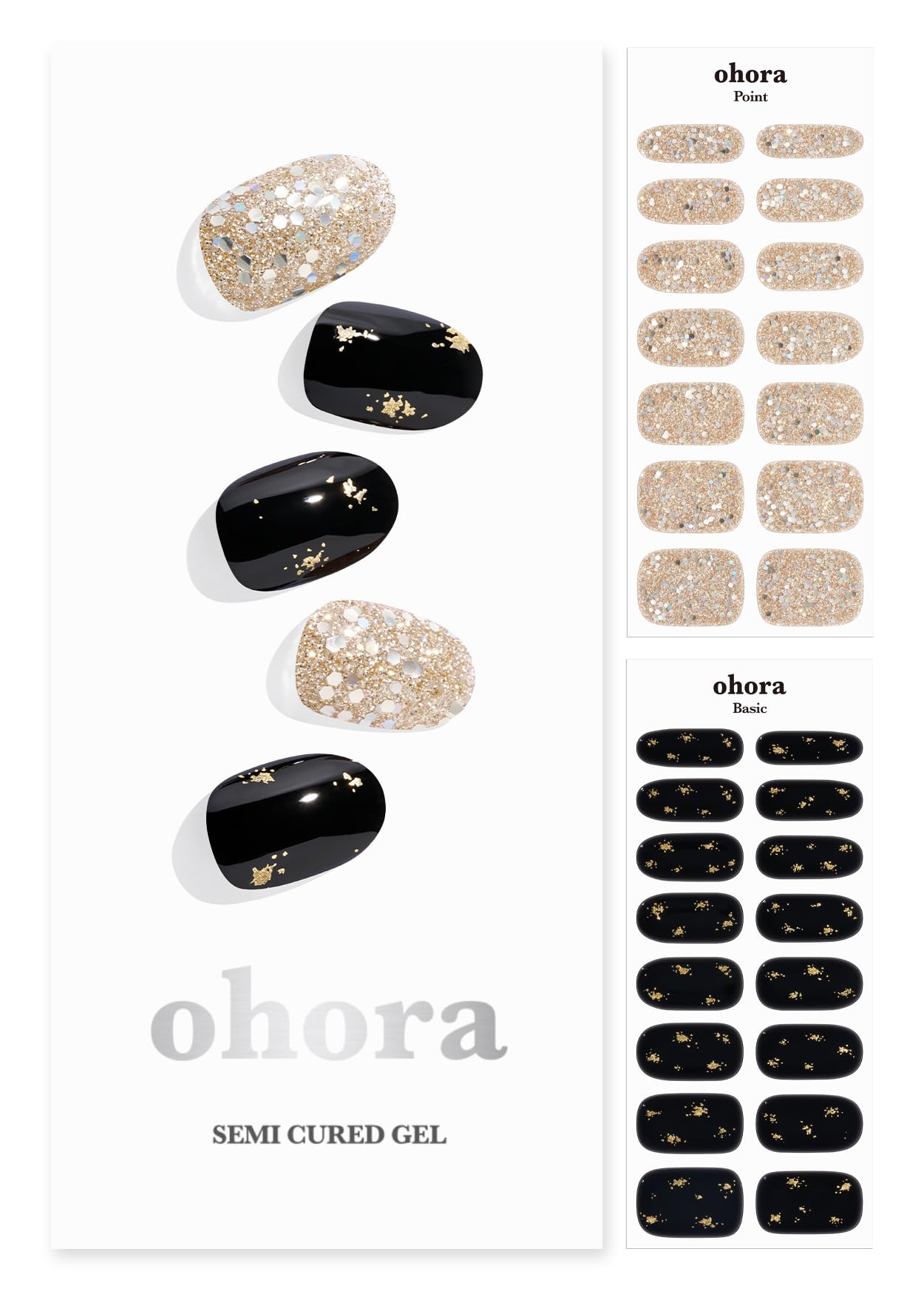 Ohora Nuit Éblouissante: bandes noires à paillettes prêts à l'emploi.