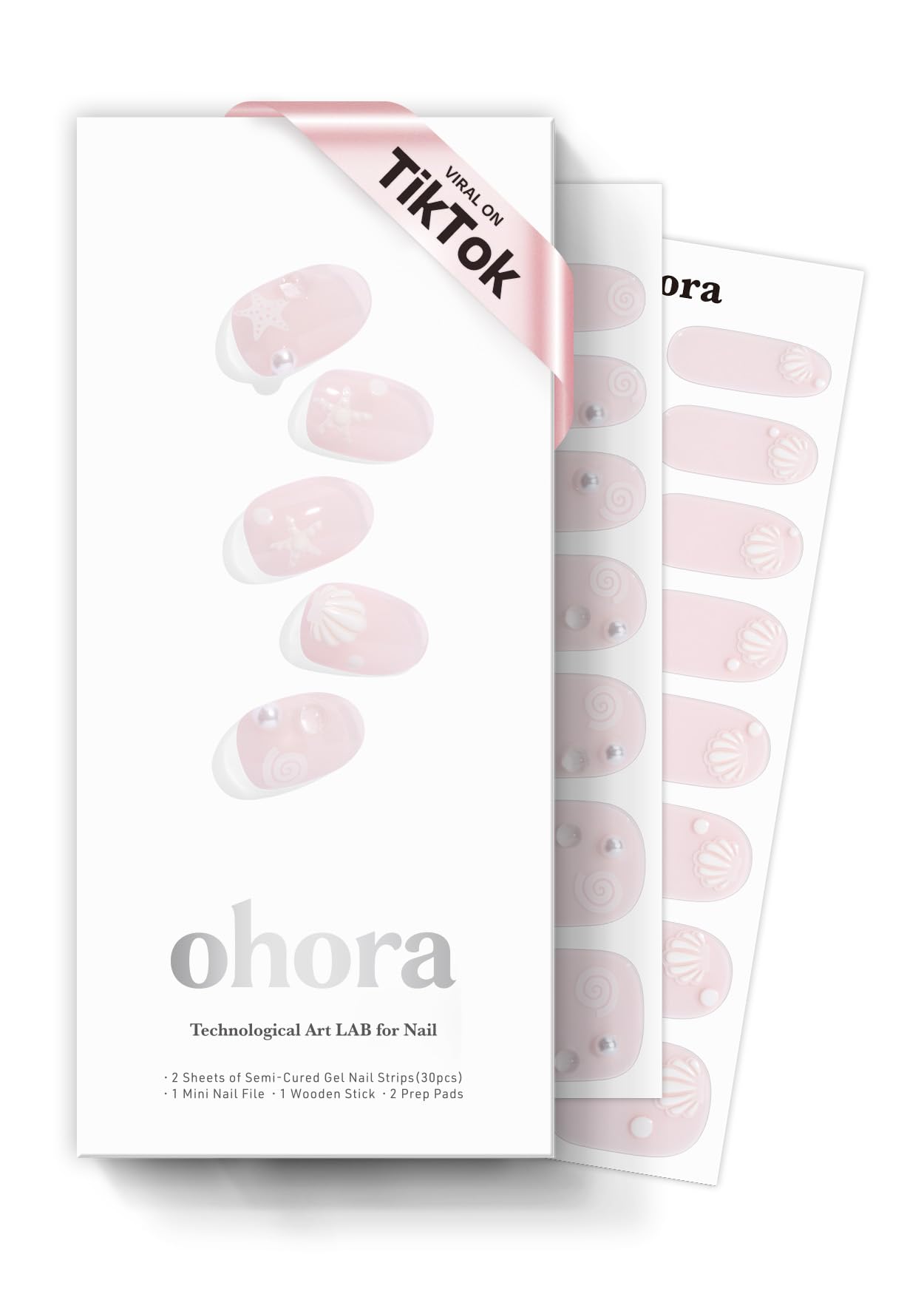 ohora N Seashell Love: ensemble complet prêt à poser pour des ongles impeccables.
