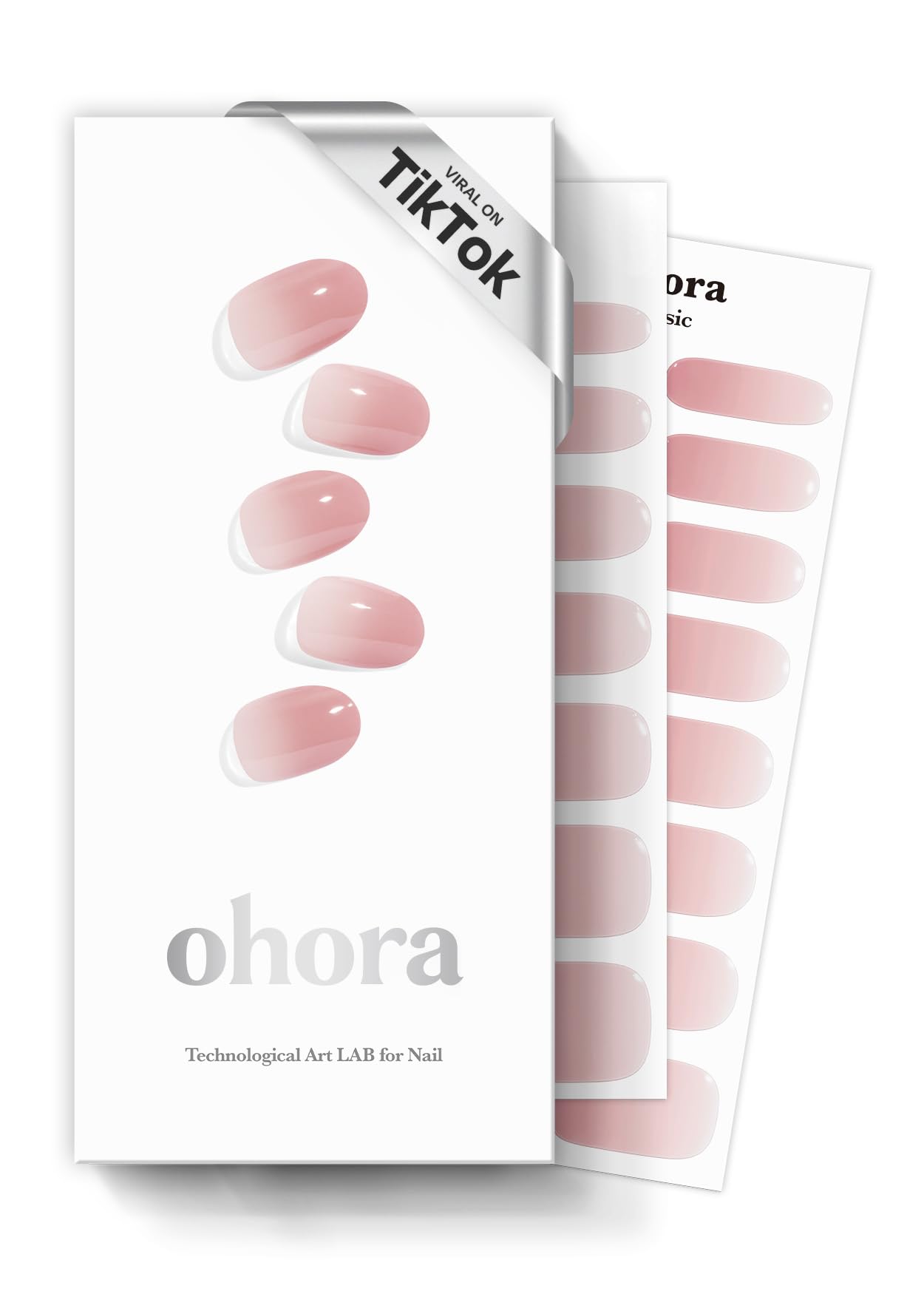 ohora Strips Gel Semi-Cures Lait Rose – ensemble complet pour une manucure durable.