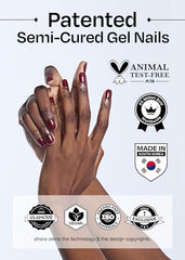 OHORA Strips ongles semi-cures éclat bleu, prêt-à-poser pour look pro à domicile.