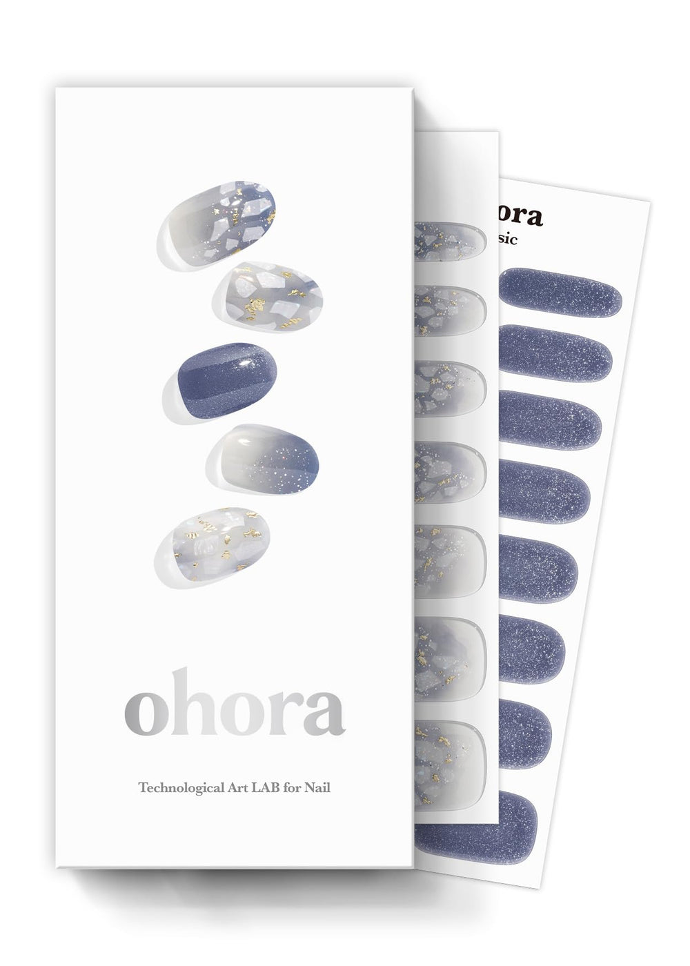 OHORA Strips ongles semi-cures éclat bleu, tenue longue jusqu'à deux semaines.