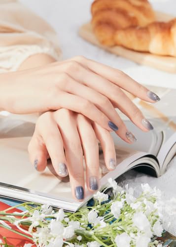 OHORA Strips ongles semi-cures bleu glitter, application rapide et facile.