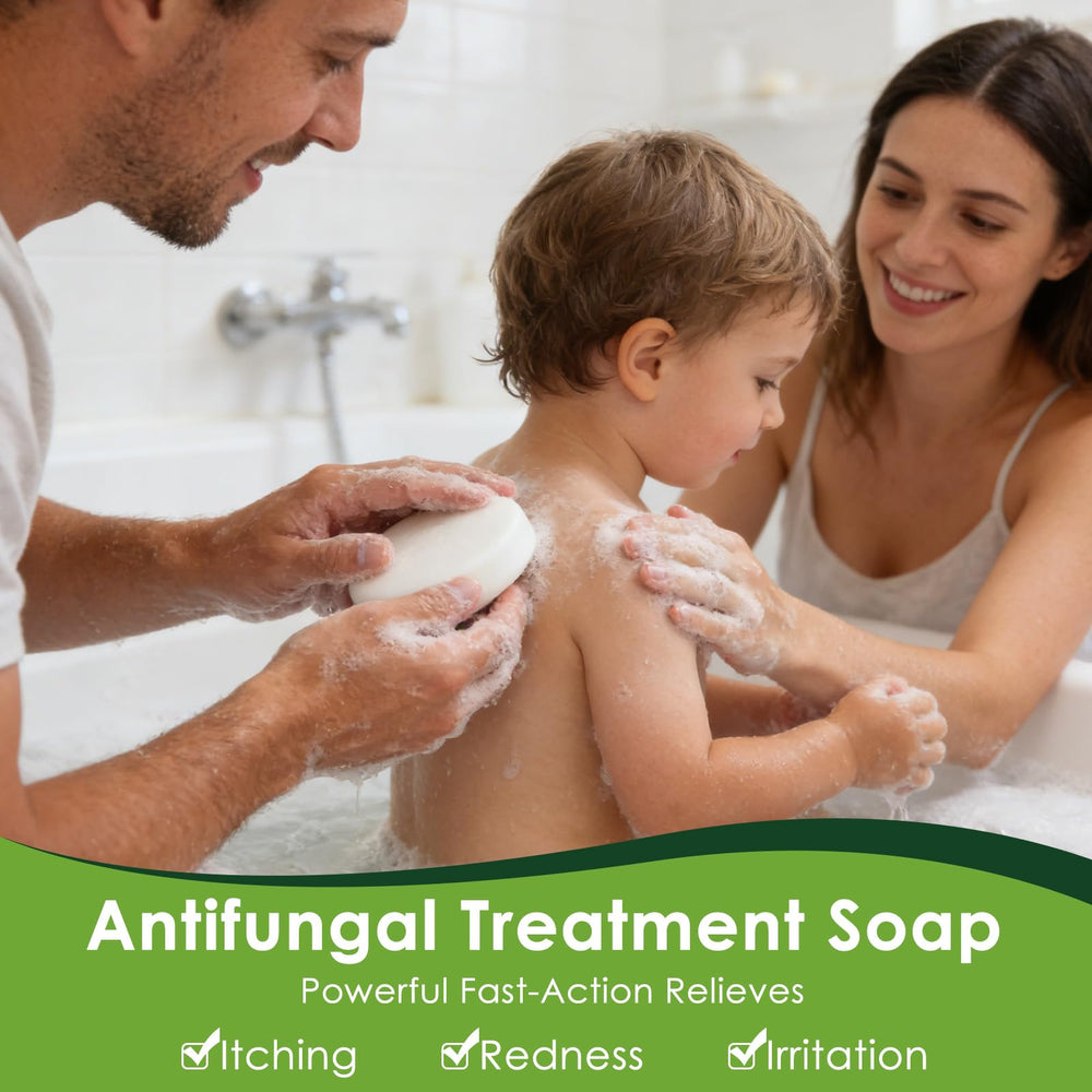 Oiangna Savon antifongique à l'huile d'arbre à thé – utilisation sous la douche après entraînement.