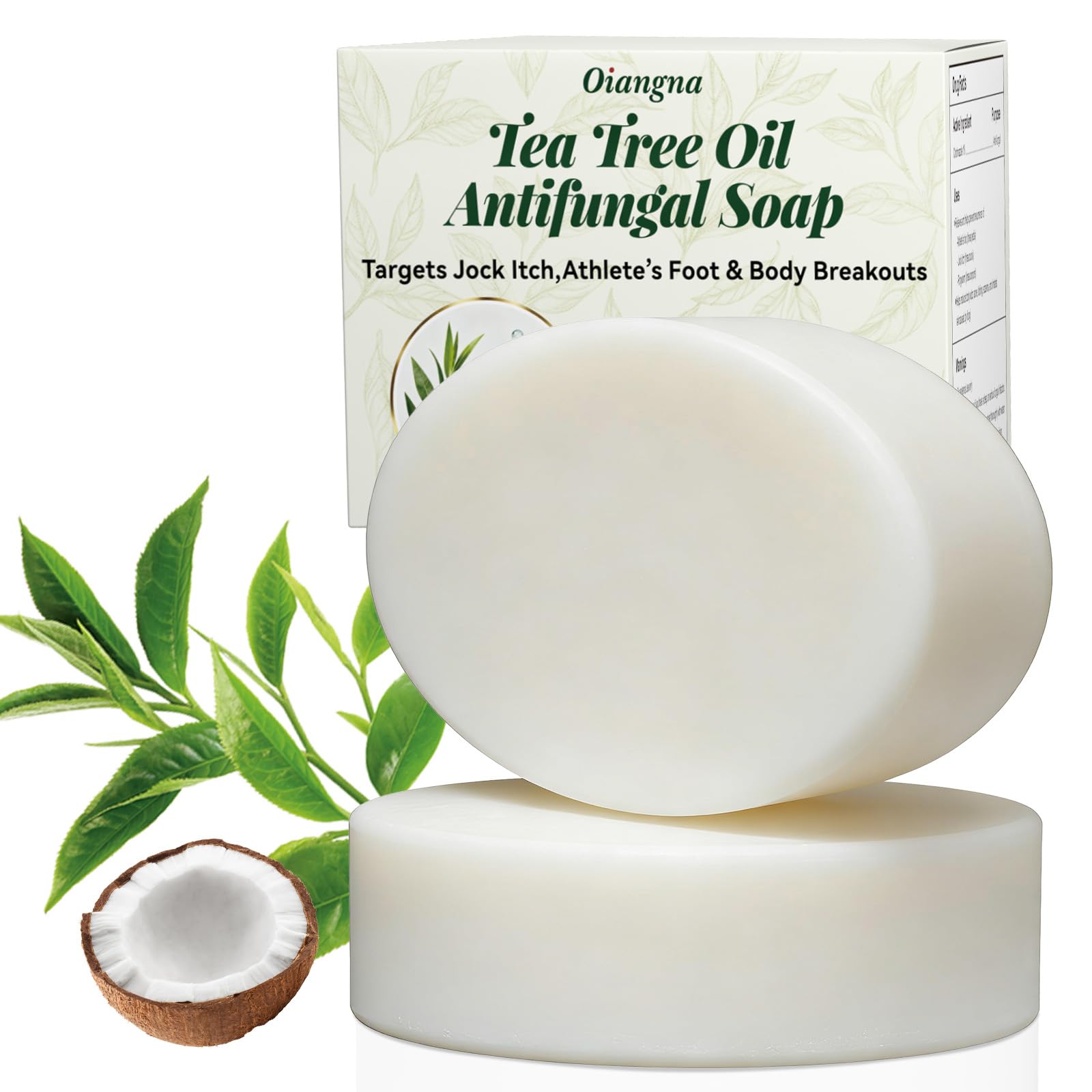 Oiangna Savon antifongique à l'huile d'arbre à thé – parfum frais et peau rafraîchie après lavage.