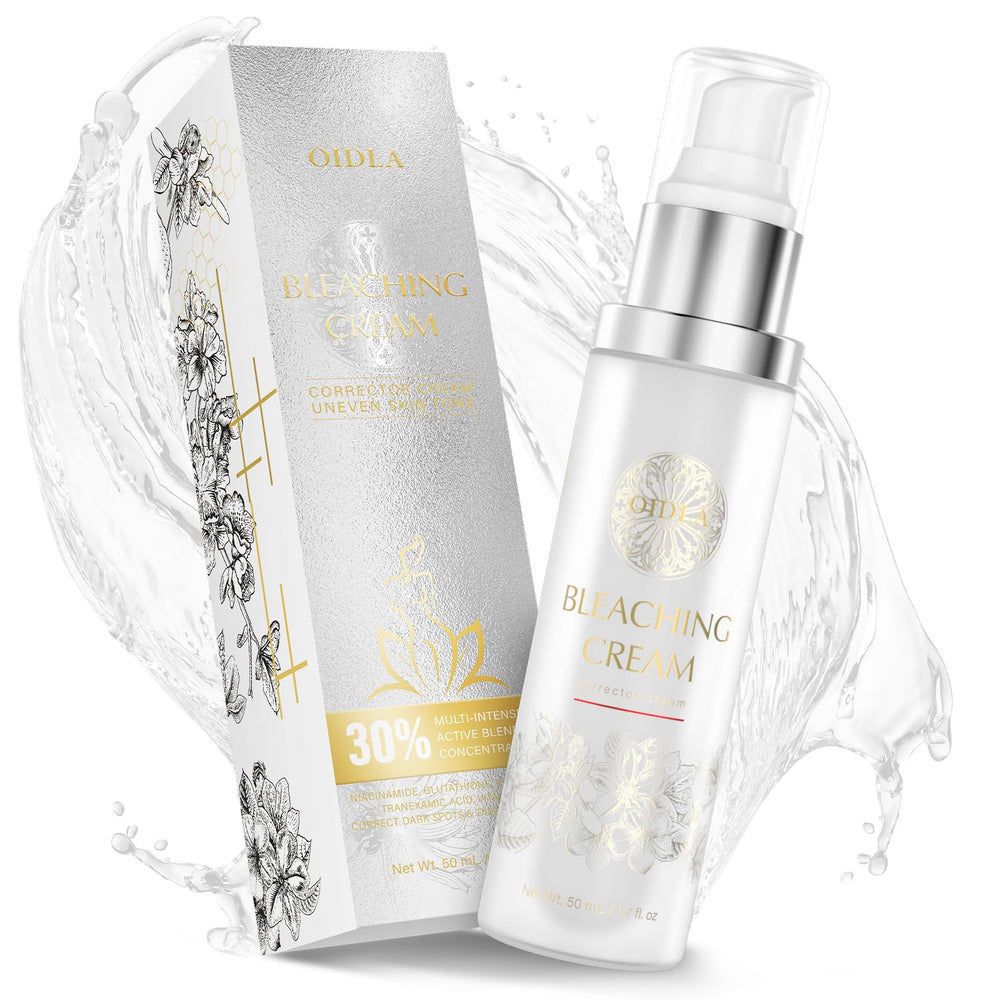 Oidla crème éclaircissante, flacon, pour une peau uniforme et lumineuse.