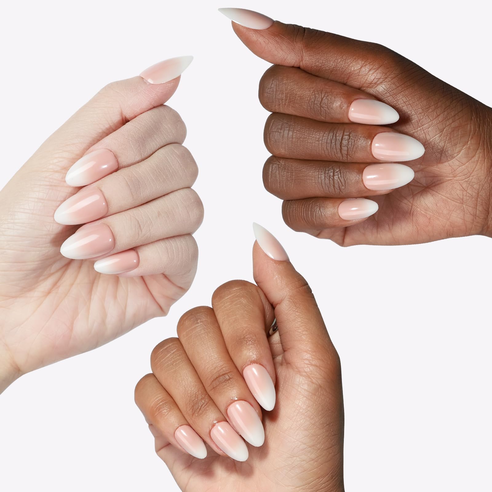 Oifen ongles amande courts, fini brillant et naturel à porter.