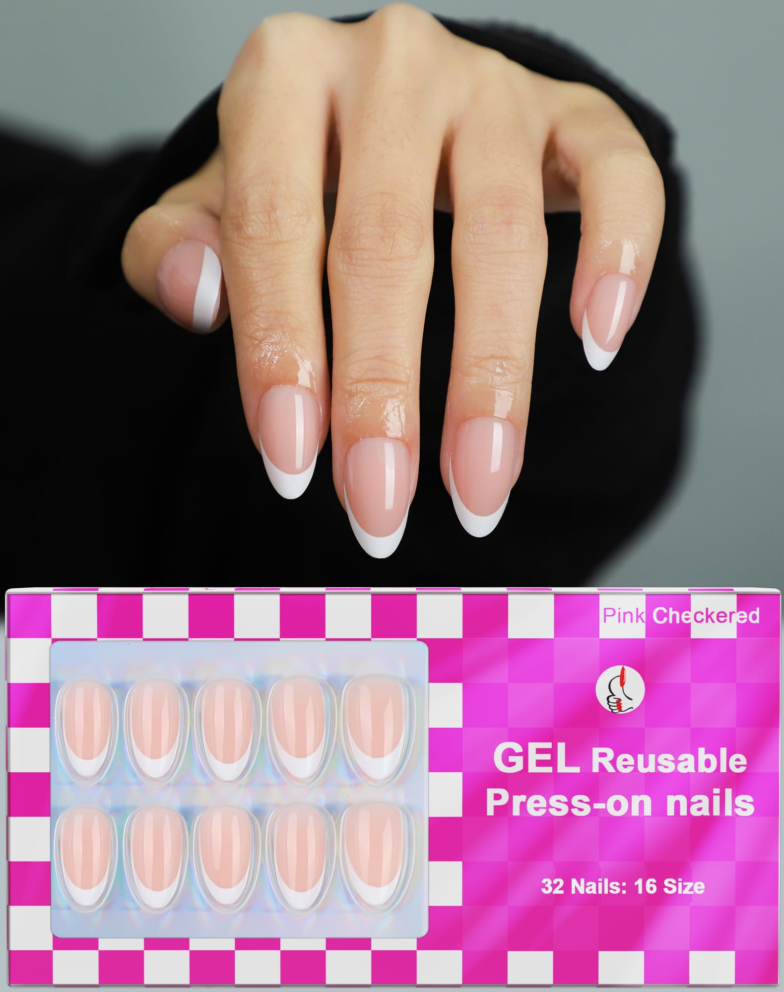 OIFEN Ongles gel à poser amande française avec 16 tailles pour un ajustement précis.