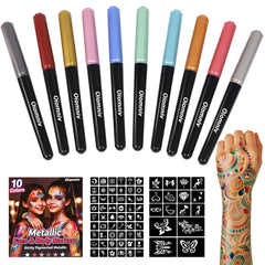 Oiomniv ensemble complet de stylos tatouage métallique pour créations corporelles.