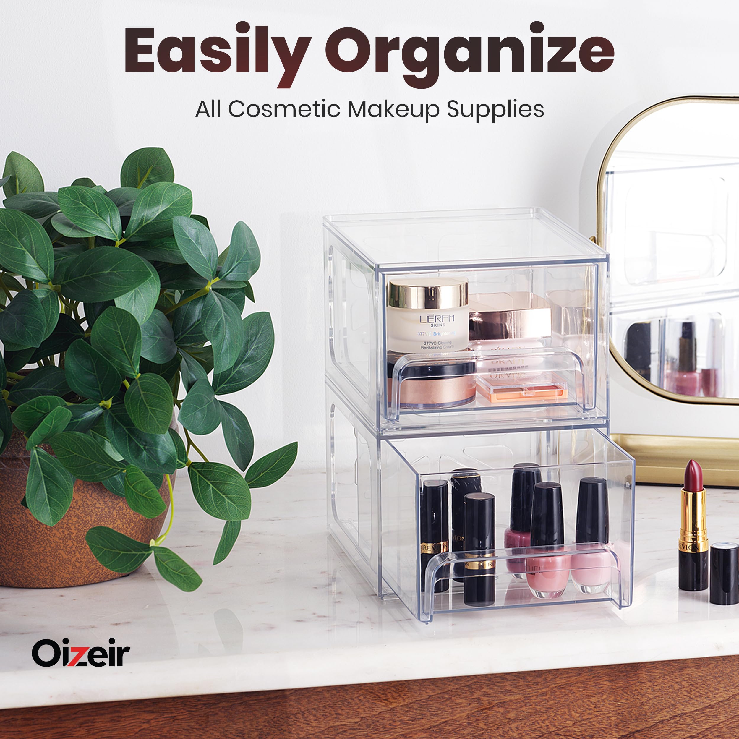 Oizeir rangement maquillage pratique et polyvalent pour accès rapide.