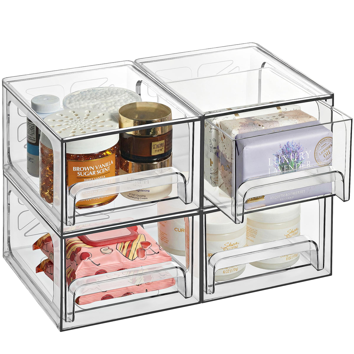 Tiroirs acryliques transparents Oizeir, parfaits pour organiser maquillage et accessoires.