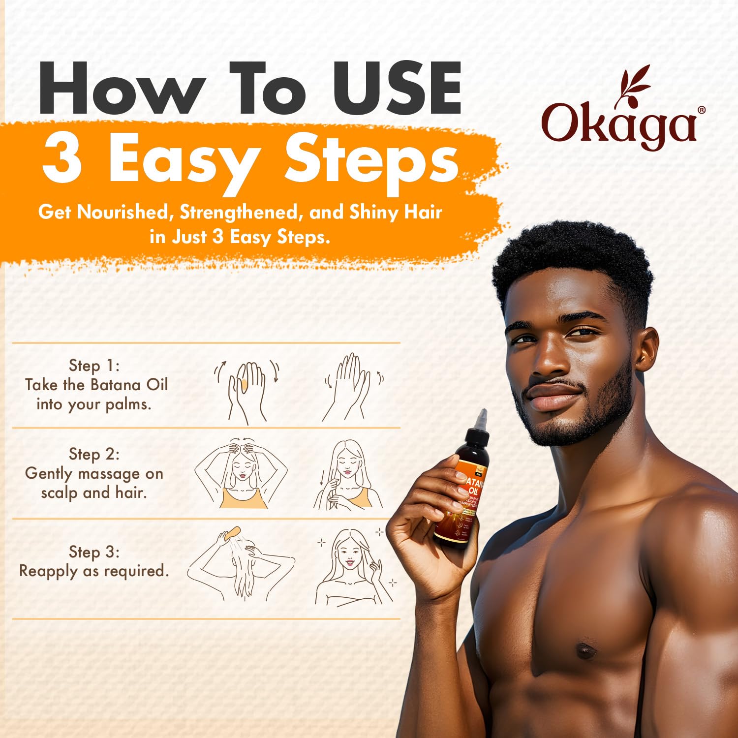 Okaga Batana Oil : texture légère qui démêle sans gras sur cheveux.