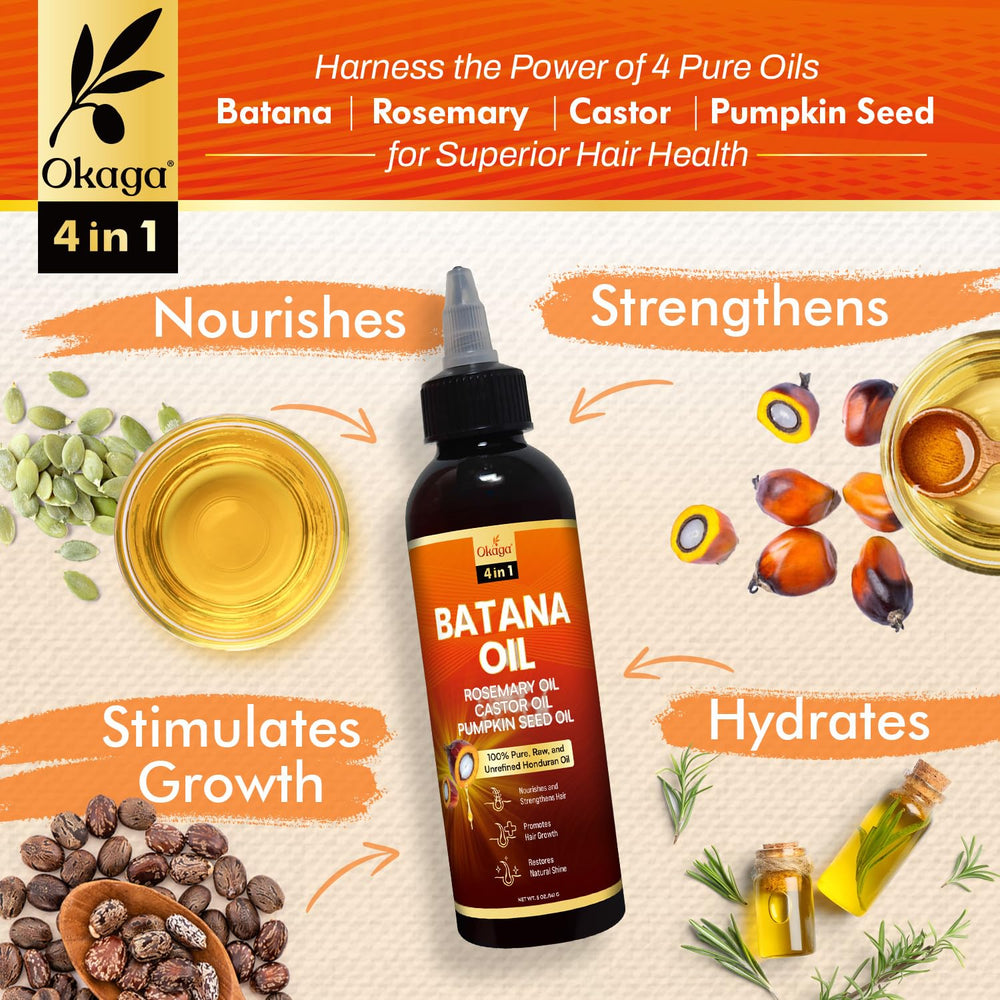 Okaga Batana Oil : infusion de romarin et ricin pour cheveux revitalisés.