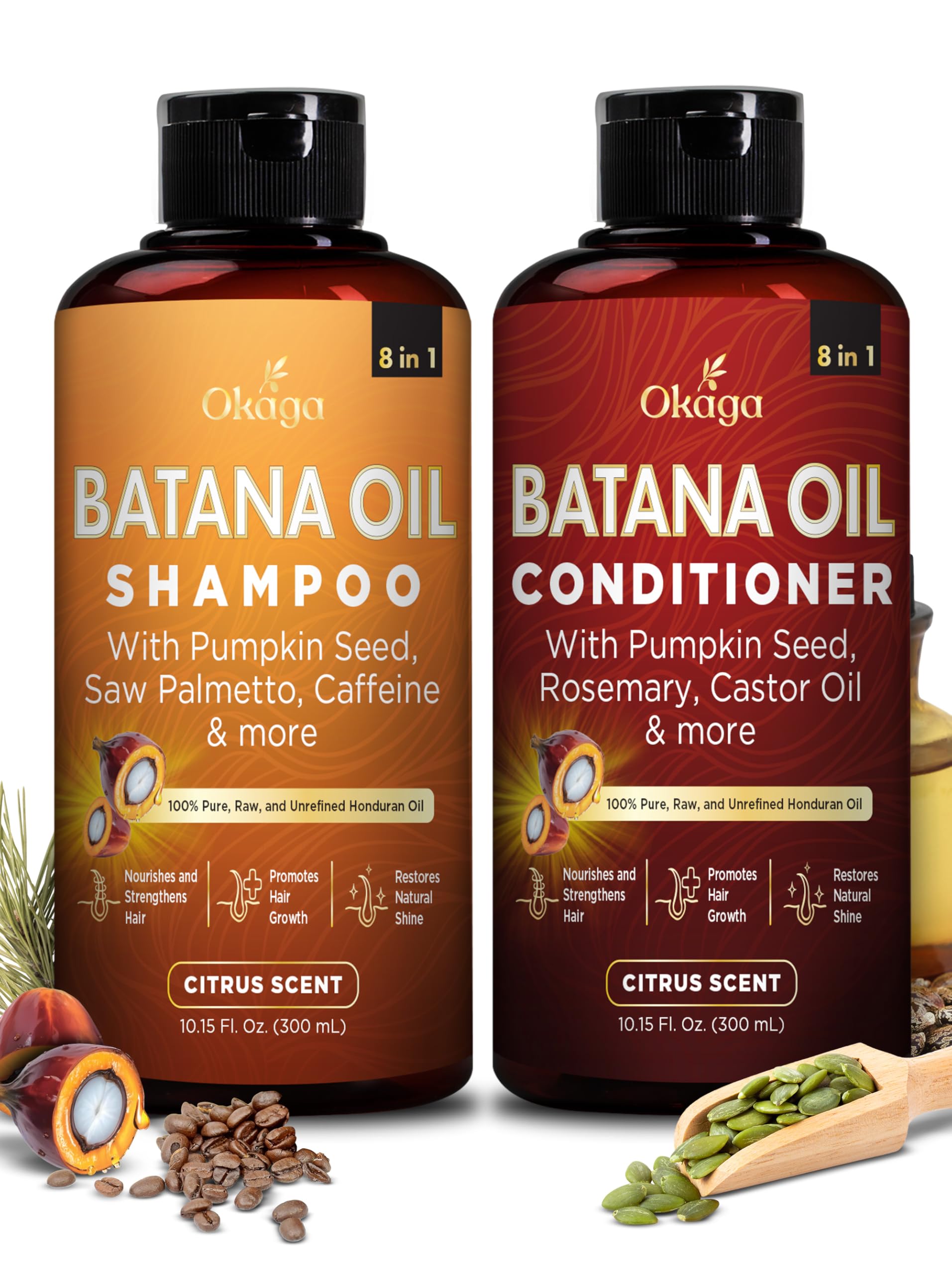 Okaga Batana Shampoing en bouteille, nettoyage doux sans dessèchement.
