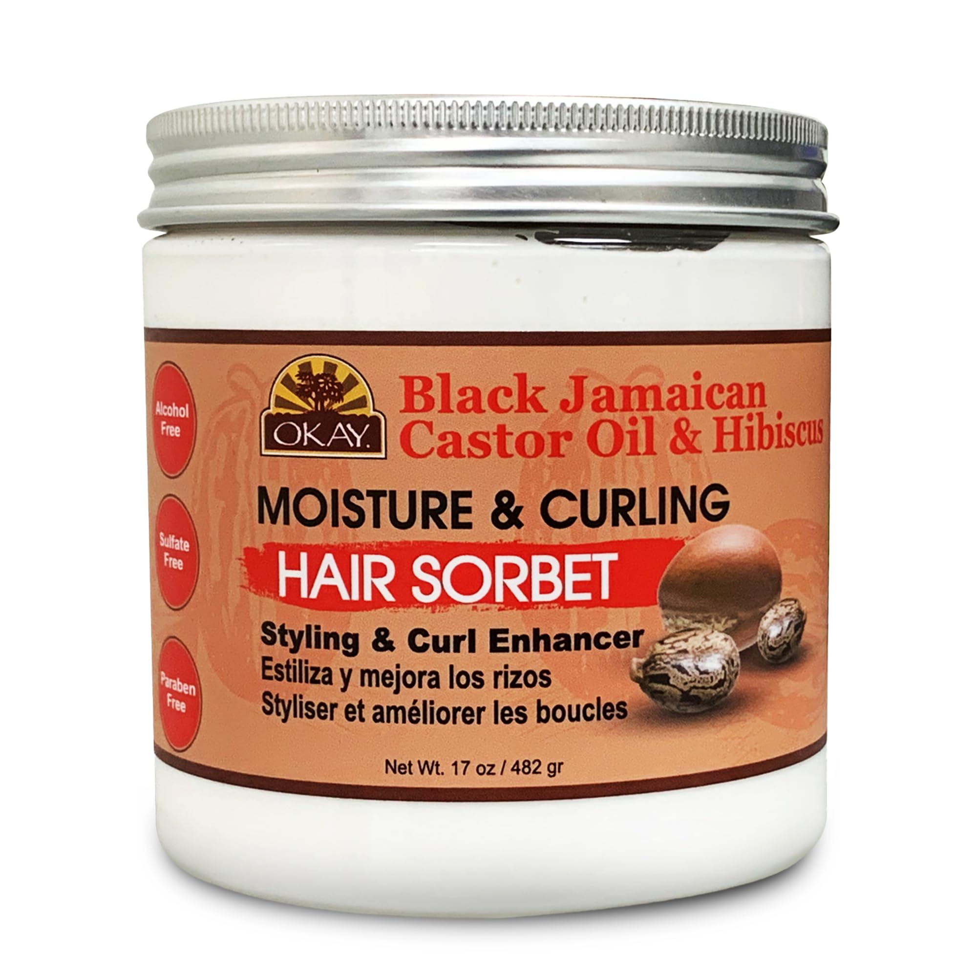 OKAY bouteille sorbet hydratant ricin noir hibiscus, hydrate les boucles