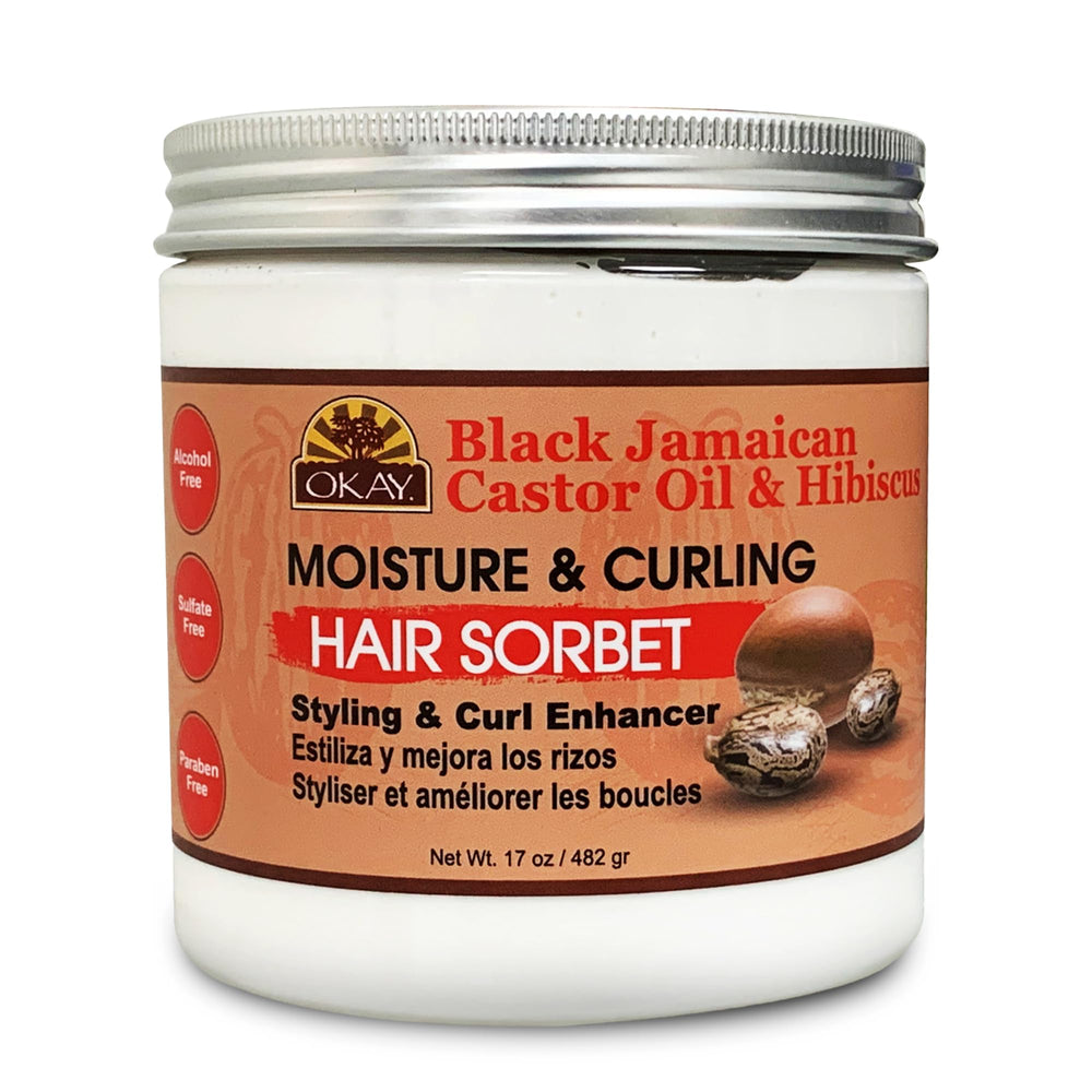 OKAY bouteille sorbet hydratant ricin noir hibiscus, hydrate les boucles