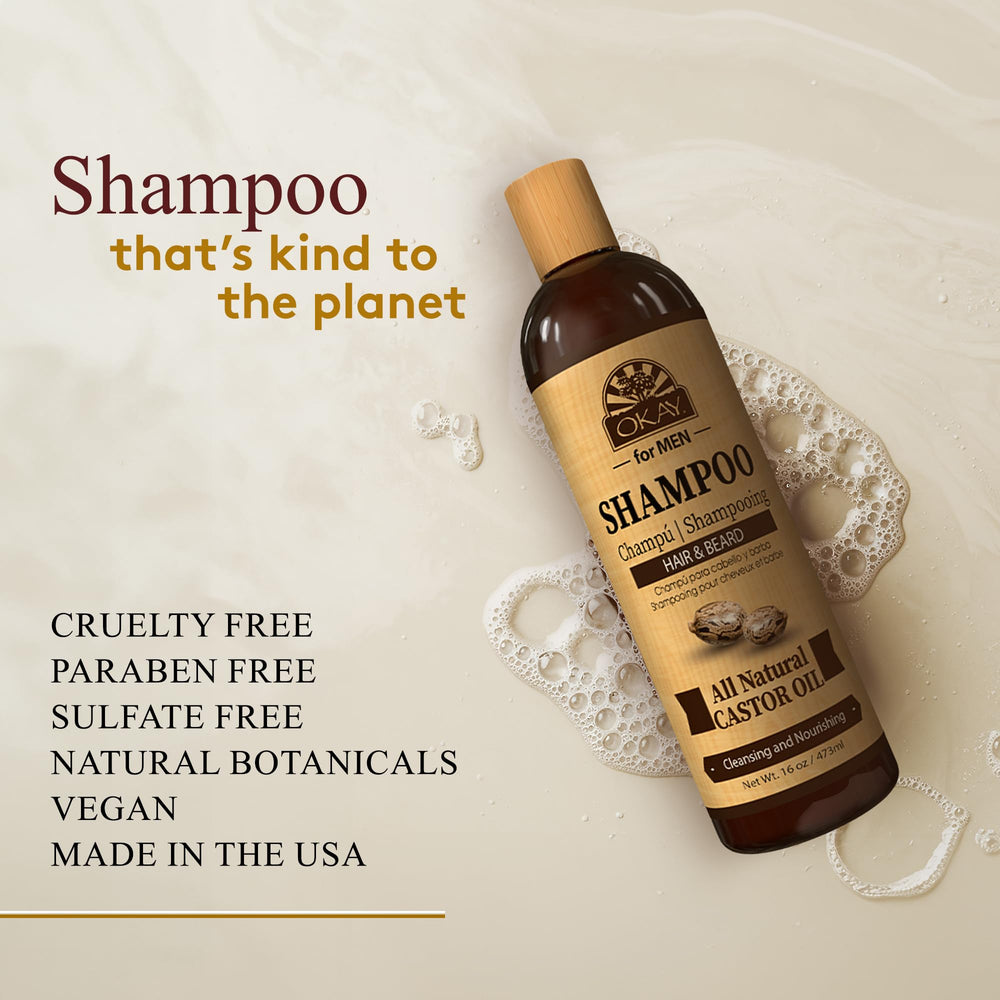 OKAY pour homme – Shampoing castor, massage, nourrit barbe et cheveux.