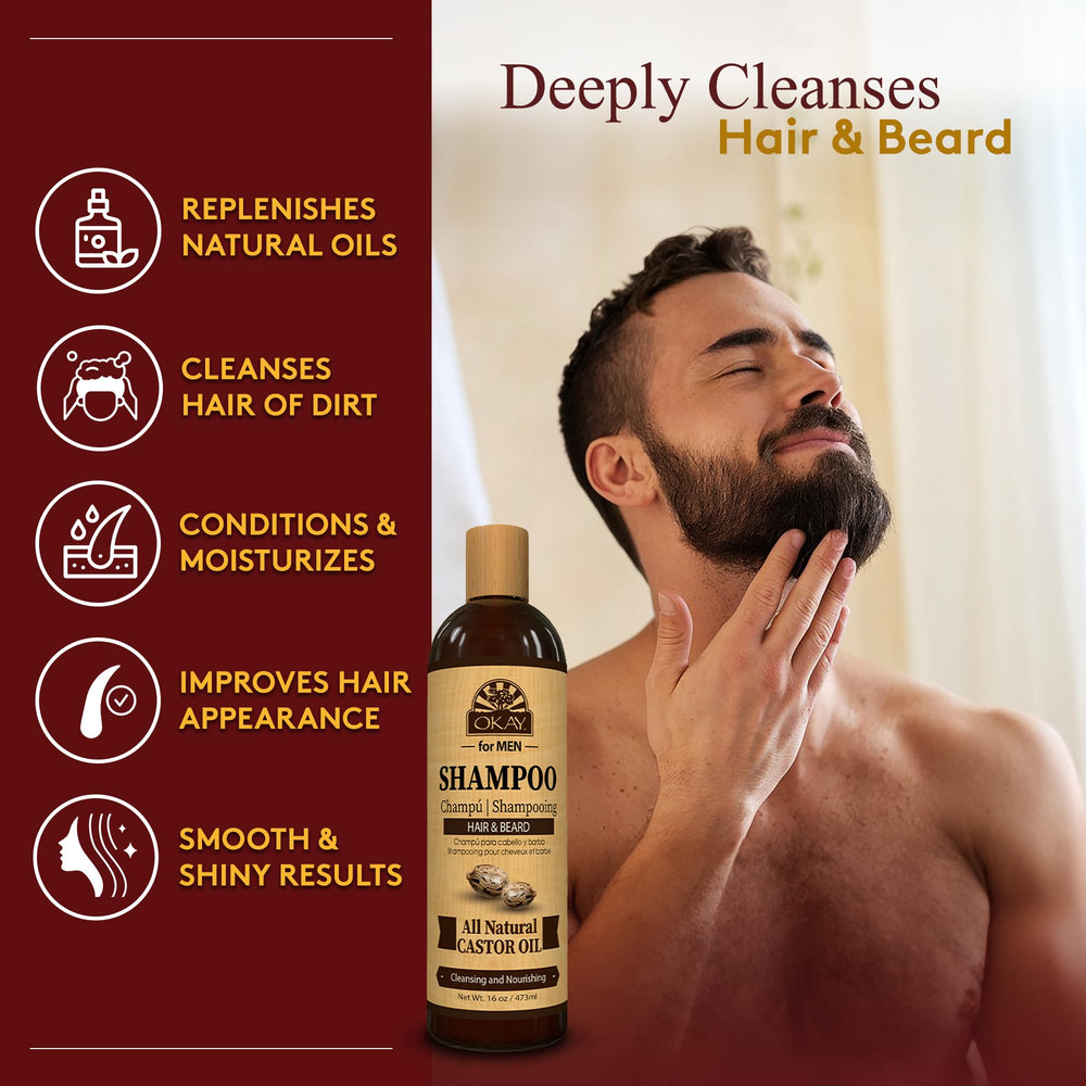 OKAY pour homme – Shampoing castor, mousse pour nettoyage en douceur.
