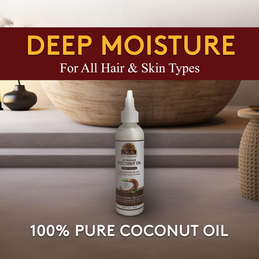 OKAY huile de coco pur pour peau, hydratation légère et durable.