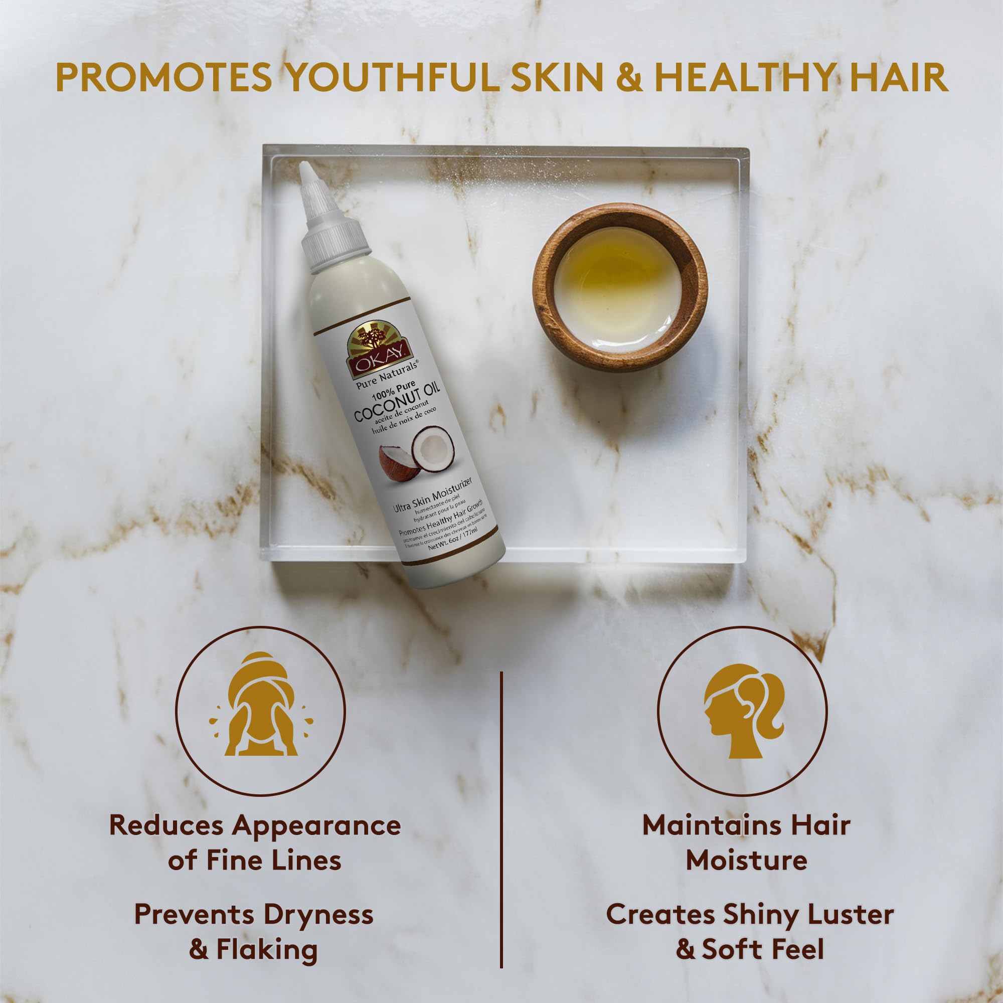 Peau douce et hydratée grâce à OKAY huile coco pure.