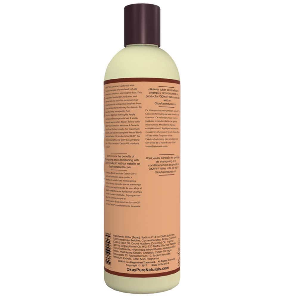 OKAY Shampoing ricin noir — mousse généreuse facilitant le nettoyage en douceur