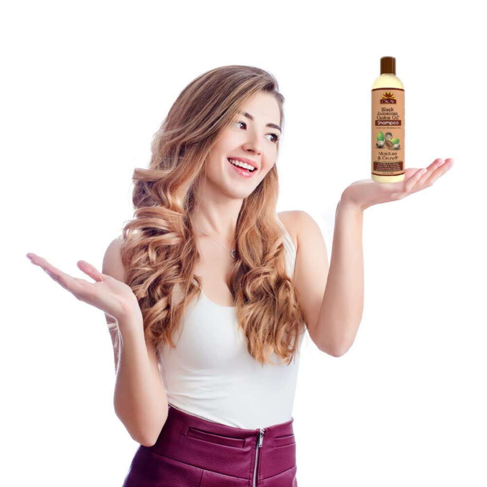 OKAY Shampoing Ricin Noir Jamaïcain – protège contre les frisottis au quotidien.