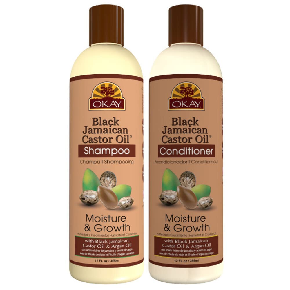 OKAY shampoing et après-shampooing à huile de ricin noire jamaïcaine pour hydratation et croissance.