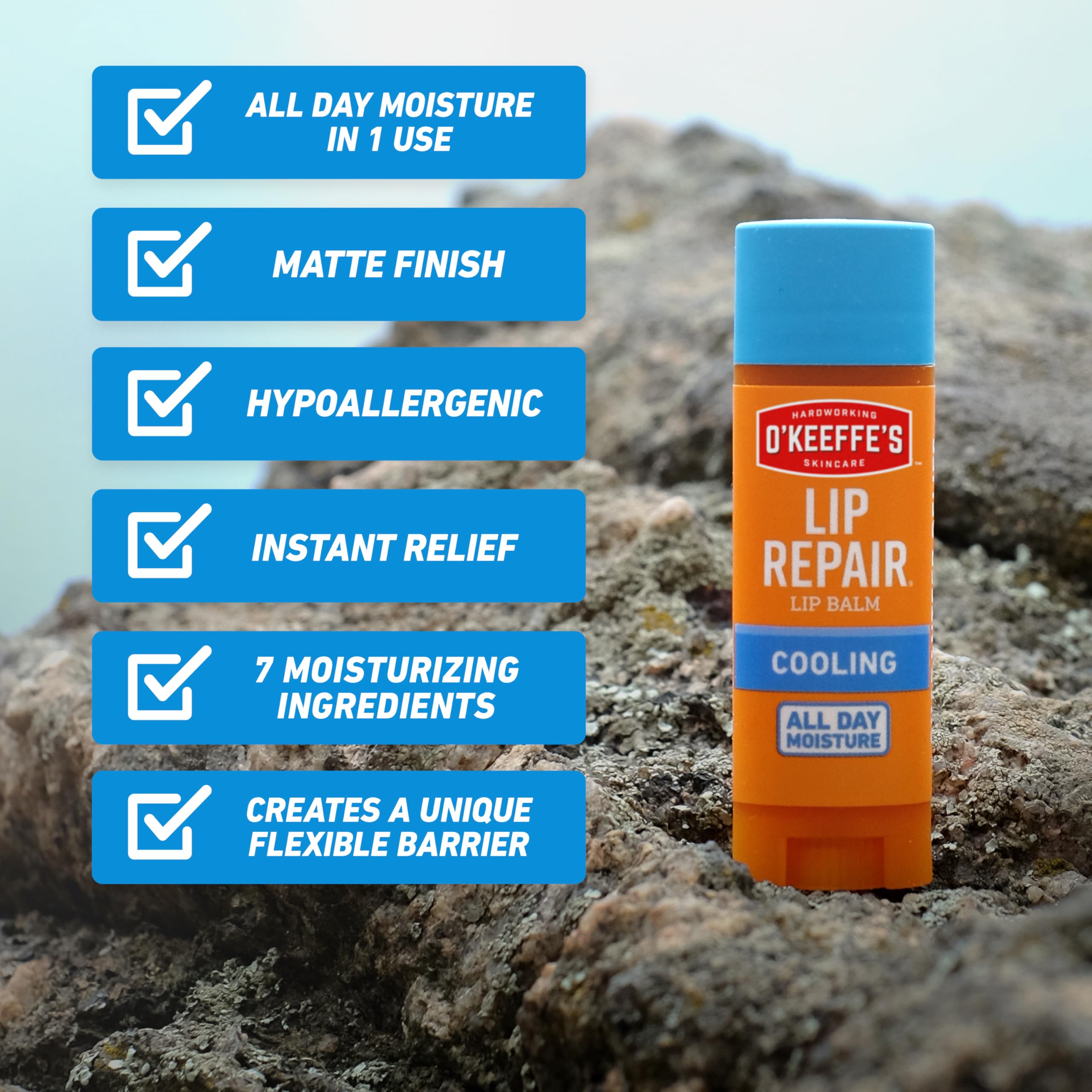 O'Keeffe's Lip Repair emballage compact idéal pour le sac.