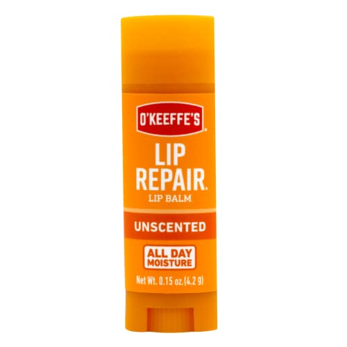 O'Keeffe's Lip Repair Stick application sur les lèvres, hydratation longue durée.