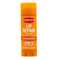 O'Keeffe's Lip Repair Stick application sur les lèvres, hydratation longue durée.