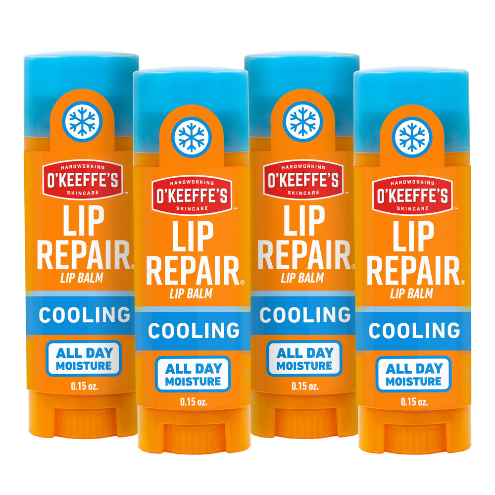 O'Keeffe's Lip Repair stick avec refroidissement apaise les lèvres sèches et gercées.