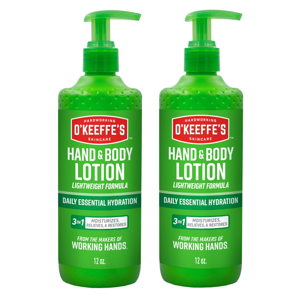 O'Keeffe's Lotion Mains et Corps avec pompe, hydratation rapide et durable.